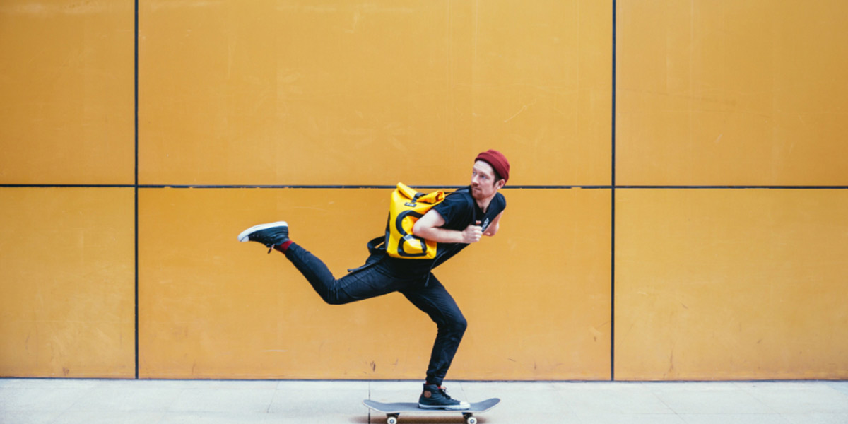 Boy practicing skate for game